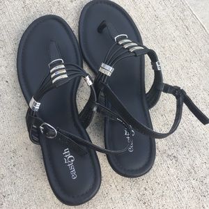 East 5th black sandals.
